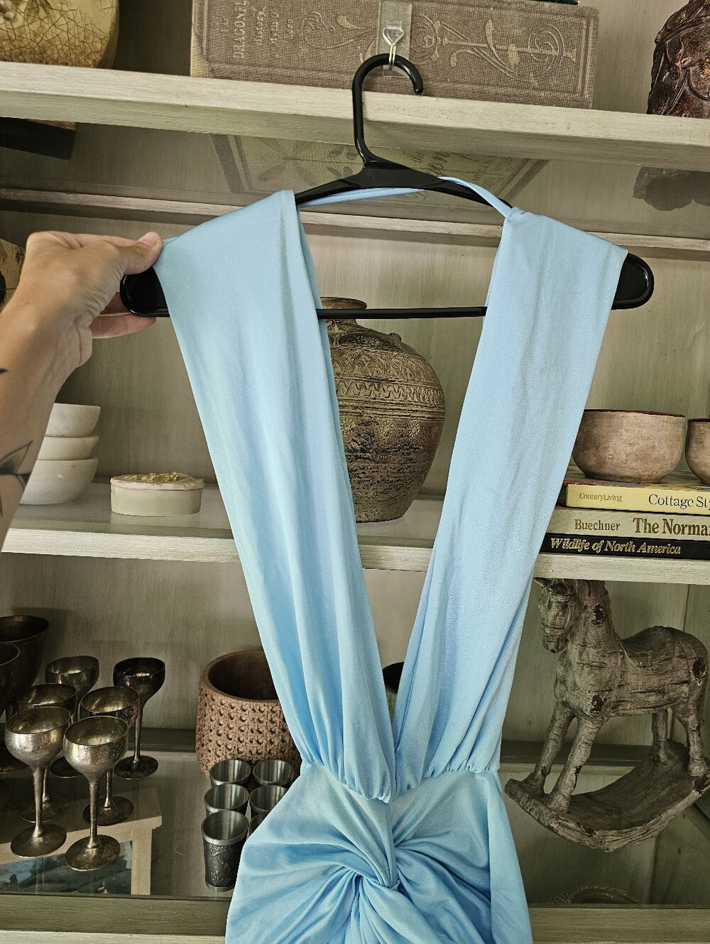 $285 BAOBAB Mia Plunging Ethereal Sky Tiffany Blue Dress - Picture 10 of 14